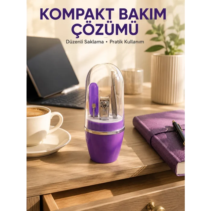 BUĞZ Mor Tırnak Bakım Seti Cımbız Makas Törpü ve Tırnak Makası