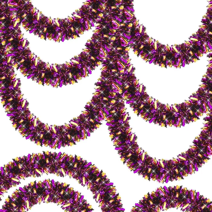 BUĞZ Mor Turuncu Renk 4 cm Genişlik Garland Çift Renk Sim Süs 180 cm