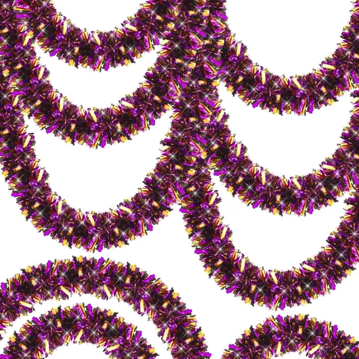 BUĞZ Mor Turuncu Renk 4 Cm Genişlik Garland Çift Renk Sim Süs 180 Cm