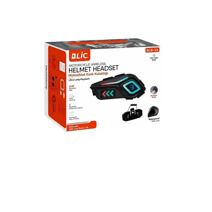BUĞZ Motor Kask Kulaklık Rgb Modlu Motosiklet Kulaklık Su Geçirmez 5.4 Bluetooth Intercom Blb_36