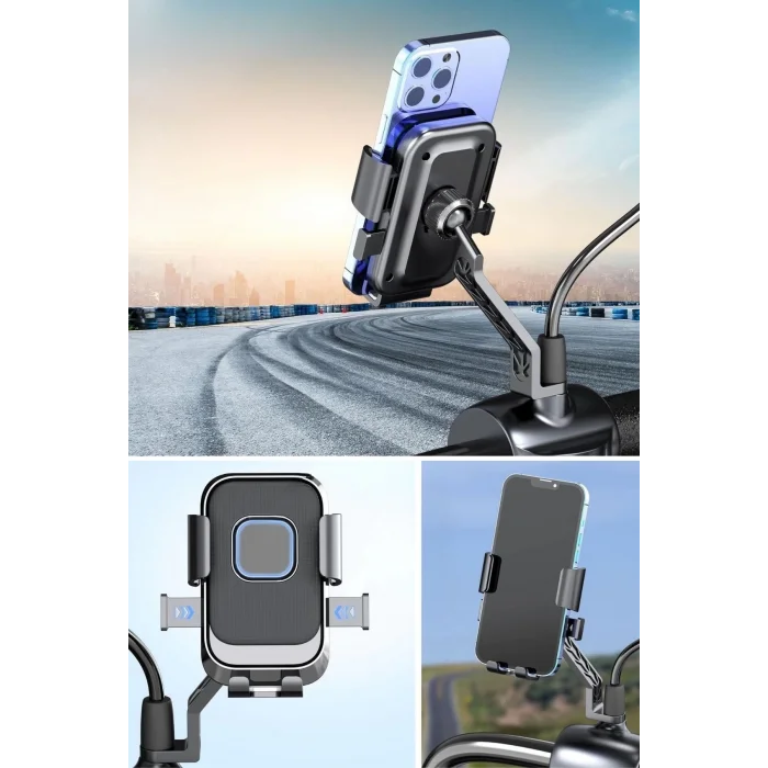  Motor,motosiklet,bisiklet ,scooter İçin 360 Derece Dönebilen Dikiz Aynası Versiyonu Telefon Tutucu Aparat