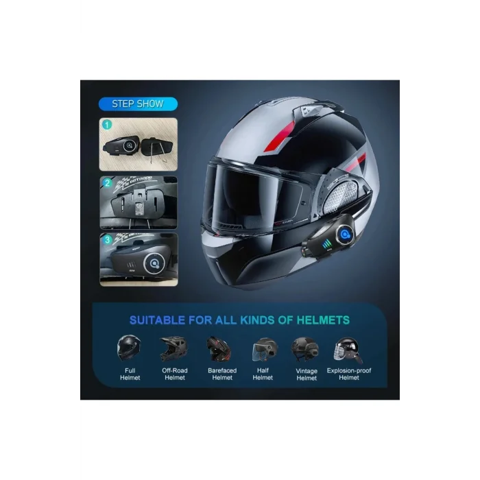 BUĞZ Motosiklet kaskı için bluetooth kulaklık 1080p kameralı intercom su geçirmez 2 yıl garantili