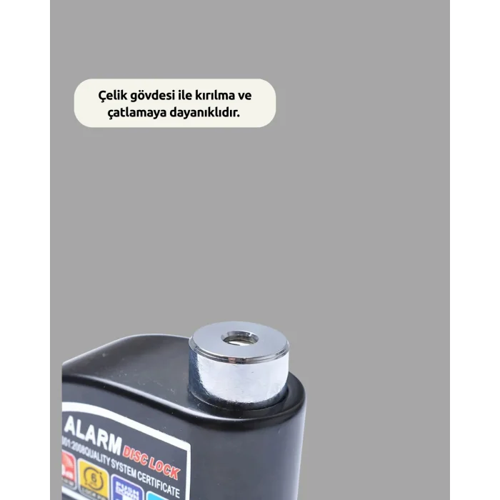 BUĞZ Motosiklet ve Bisiklet İçin 6mm Pinli Alarmlı Disk Kilidi - BUĞZ