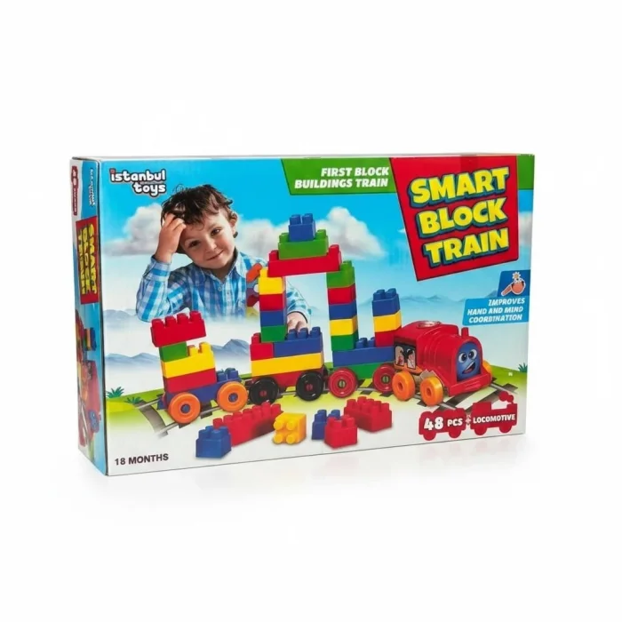 BUĞZ 48 Parça Yapı Bloklu Tren - Çocuklar İçin Eğitici İnşa Seti, 54 mm Parça Boyu BX-313368