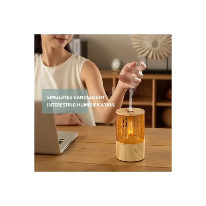 BUĞZ Mum Işığı Görünümlü Taşınabilir 125ml Kapasiteli Işıklı Aroma Yayıcı Hava Nemlendirici