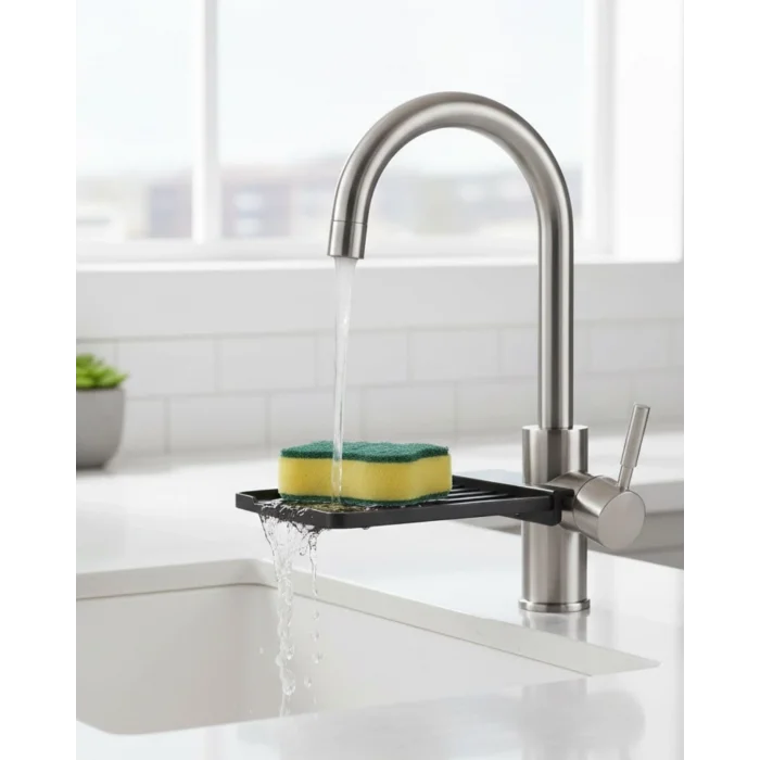 BUĞZ Musluğa Monte Süngerlik Damlama Özellikli Mutfak Organizatörü