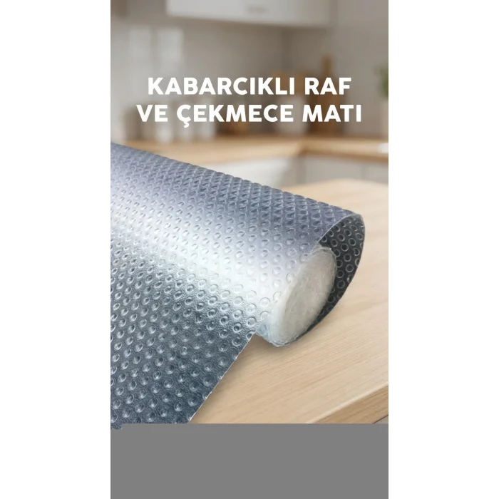 BUĞZ Mutfak Dolap İçi Şeffaf Kaydırmaz Raf Örtüsü 45x300 cm PVC Kaplama