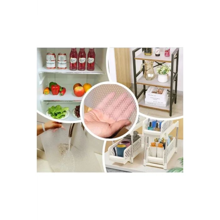  Mutfak Kaydırmaz Şeffaf Raflık Kaymaz Dolap Içi Çekmece Örtüsü Pvc 45x300 Cm Koruyucu Eva Kalın