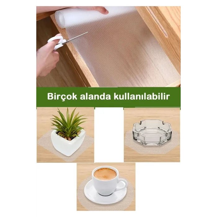  Mutfak Kaydırmaz Şeffaf Raflık Kaymaz Dolap Içi Çekmece Örtüsü Pvc 45x300 Cm Koruyucu Eva Kalın