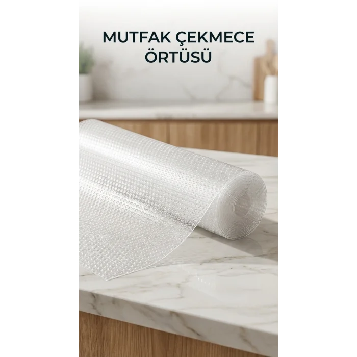 BUĞZ Mutfak Raf ve Çekmece İçin Şeffaf PVC Koruyucu Örtü 45x300 cm