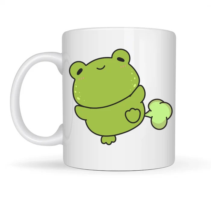 BUĞZ Mutlu Kurbağa Tasarımlı Porselen Kupa MODEL 91 – Eğlenceli, Tatlı ve Neşe Dolu Kahve Kupası