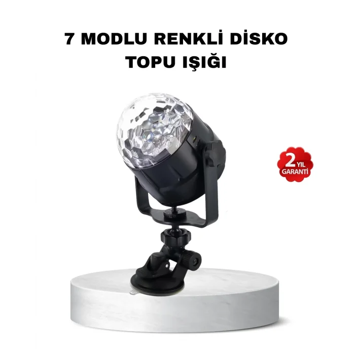 BUĞZ Müzik Ritmine Duyarlı Renkli Disko Topu – 7 Modlu Işıklı Parti Lambası