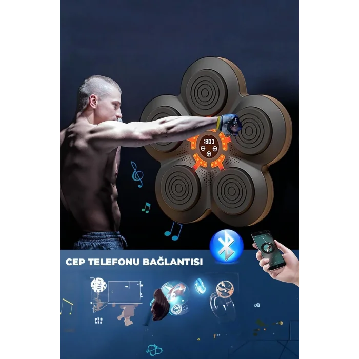 BUĞZ Müzikli Duvar Boks Padi Darbe Sensörlü Antrenman Pedi LED Işıklı Eğlenceli Boks Oyuncağı