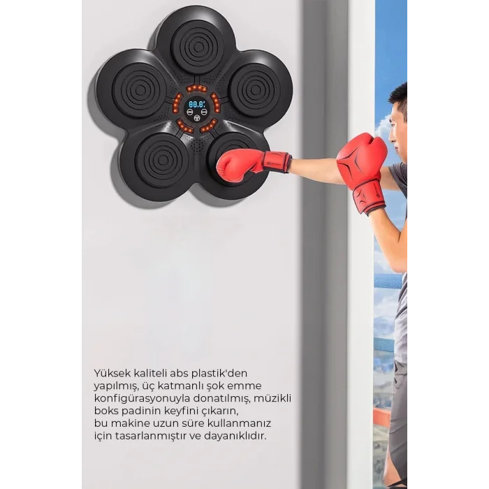BUĞZ Müzikli Duvar Boks Padi Darbe Sensörlü Antrenman Pedi LED Işıklı Eğlenceli Boks Oyuncağı