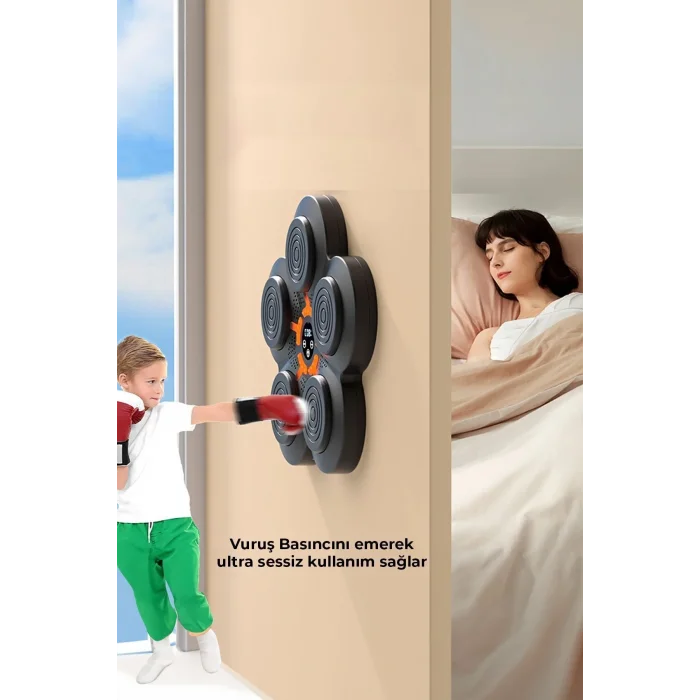 BUĞZ Müzikli Duvar Boks Padi Darbe Sensörlü Antrenman Pedi LED Işıklı Eğlenceli Boks Oyuncağı