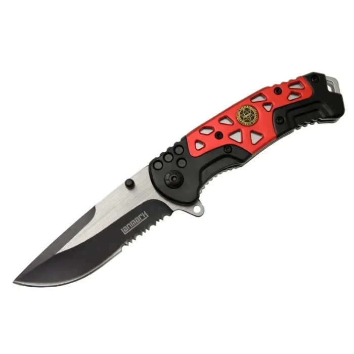 BUĞZ Mx10b Kırmızı Testereli Outdoor Çakı 21 Cm - Otomatik, Perçinli
