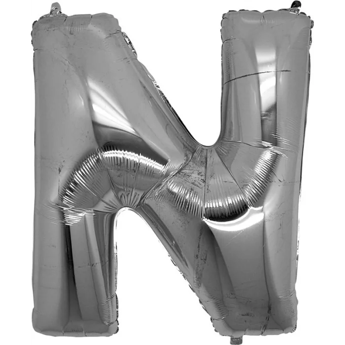 BUĞZ N Harf Folyo Balon Gümüş Renk  40 İnç