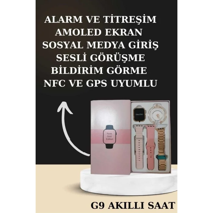 BUĞZ Nabız Ölçer Hediye Bileklikli Akıllı Saat ve Dijital Göstergeli Bluetooth Kulaklık Çoklu Şarj Girişi - BUĞZ