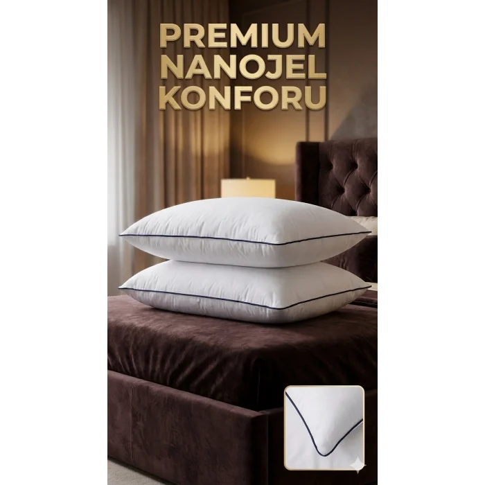 BUĞZ Nano Jel Lüks Yastık 2li Set 50x70cm 1200gr Pamuklu Kumaş