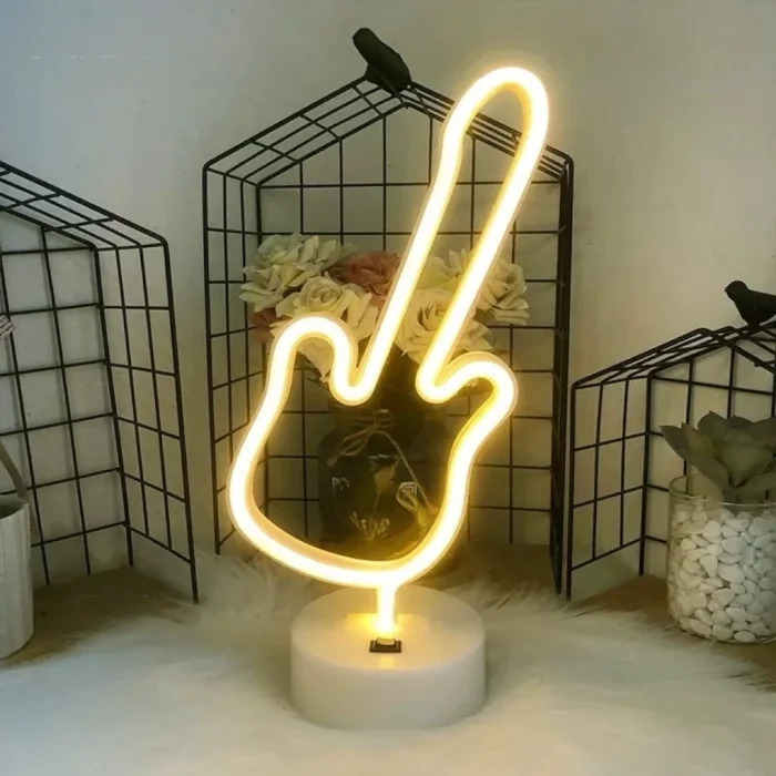 BUĞZ Neon Gitar Masa Lambası Pil+usb