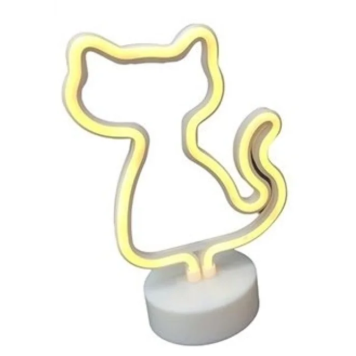 BUĞZ Neon Işıklı Kedi Lamba Pil+usb Pembe Işık Mz-122