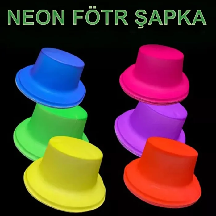 BUĞZ Neon Partisi Sarı Renk Plastik Fötr Şapka