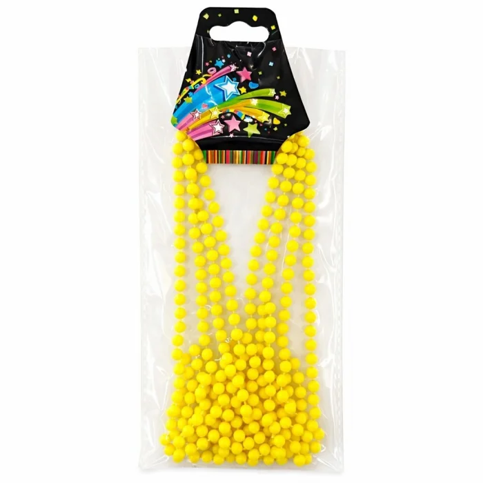 BUĞZ Neon Sarı Boncuk Kolye 80 cm – Retro 80’ler 90’lar Parti Aksesuarı