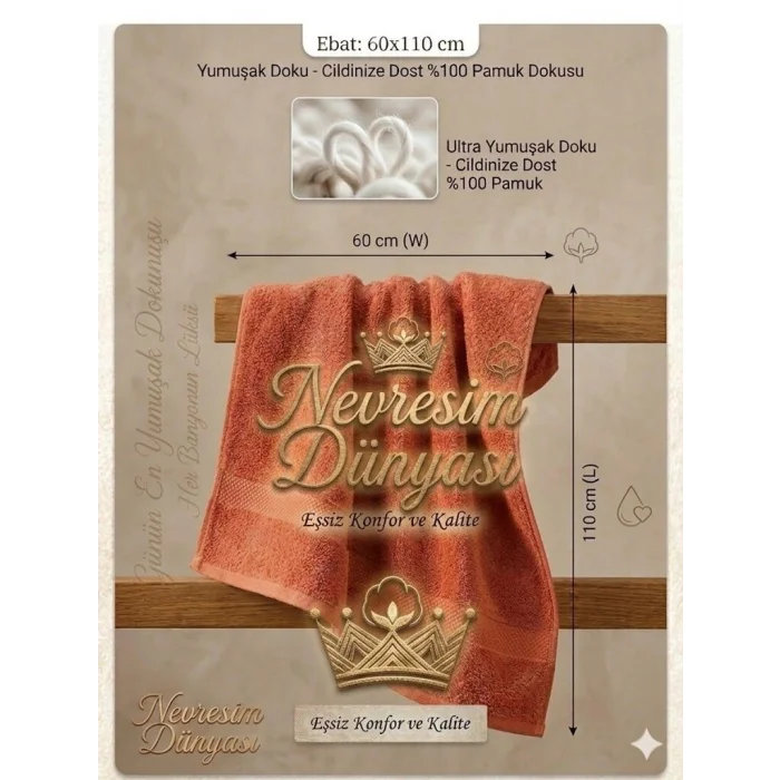 BUĞZ Nevresim Dünyası Prime Havlu 60x110 Kiremit