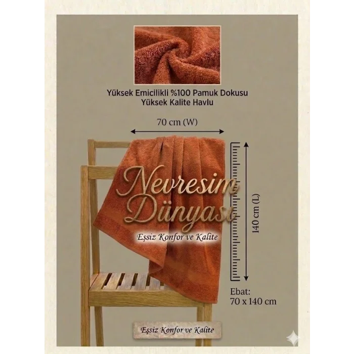 BUĞZ Nevresim Dünyası Prime Havlu 70x140 Kiremit