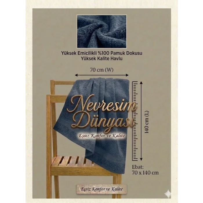 BUĞZ Nevresim Dünyası Prime Havlu 70x140 Lacivert