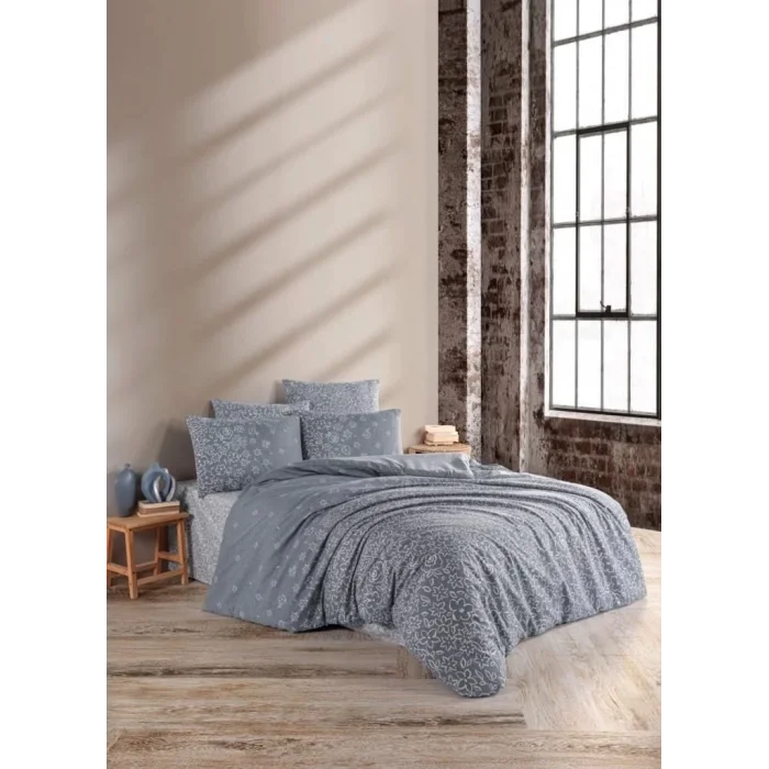  Nevresim Dünyası Ranforce Çift Kişilik Nevresim Takımı Narin Gri