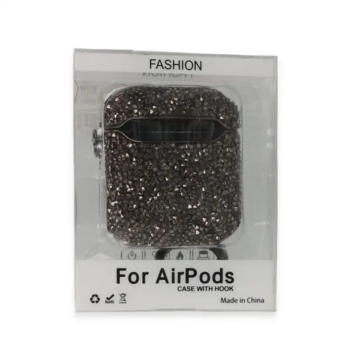 BUĞZ Airpods 2 (2.nesil) Mira Taşlı Kılıf - Siyah