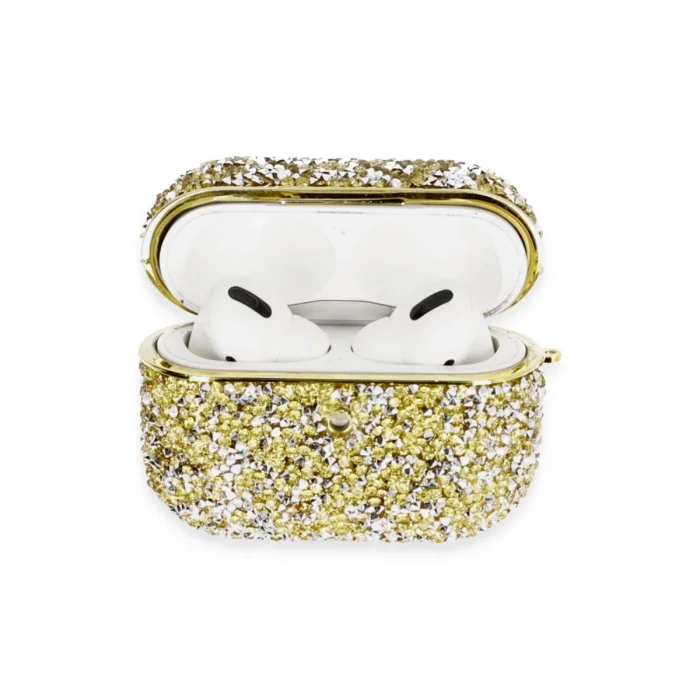 BUĞZ Airpods Pro 2 (2.nesil) Luz Taşlı Kılıf - Gold