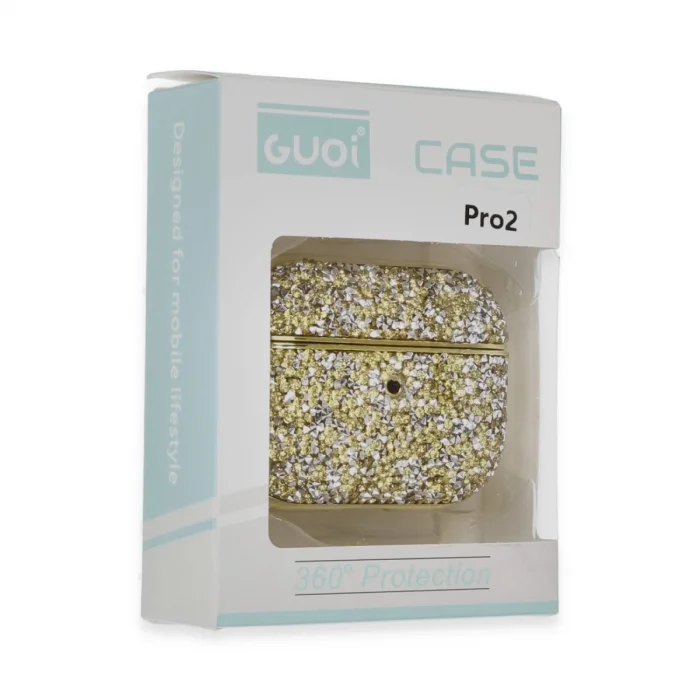BUĞZ Airpods Pro 2 (2.nesil) Luz Taşlı Kılıf - Gold