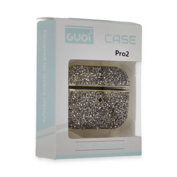 BUĞZ Airpods Pro 2 (2.nesil) Luz Taşlı Kılıf - Siyah