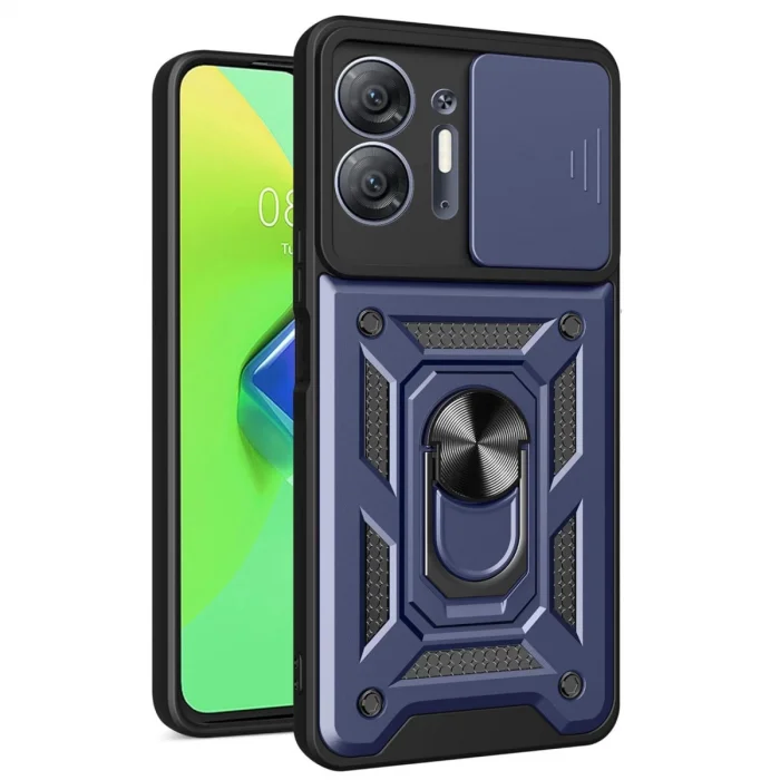 BUĞZ İnfinix Hot 30 5g Kılıf Pars Lens Yüzüklü Silikon - Lacivert