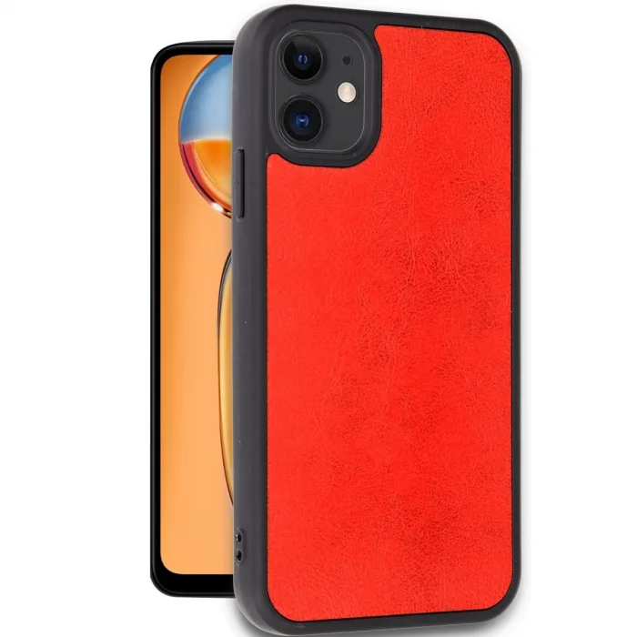 BUĞZ İphone 11 Kılıf Aras Deri Kapak - Kırmızı