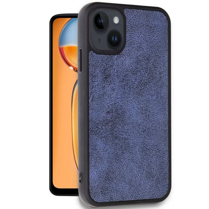 BUĞZ İphone 14 Kılıf Aras Deri Kapak - Lacivert