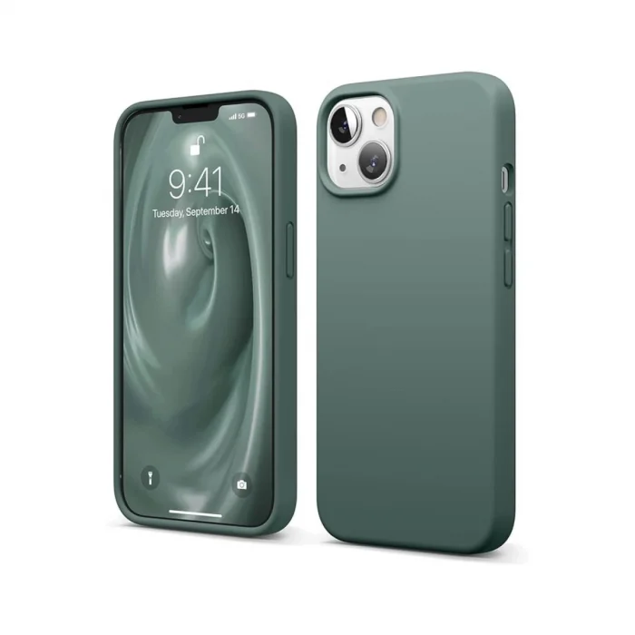 BUĞZ İphone 14 Kılıf First Silikon - Koyu Yeşil