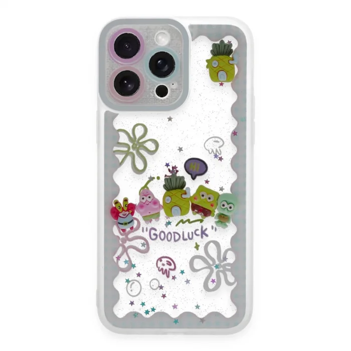 BUĞZ İphone 14 Pro Kılıf Sweet Desenli Silikon Kapak - Açık Mavi