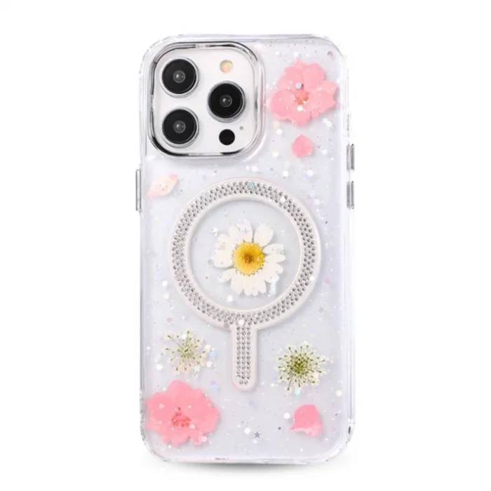 BUĞZ İphone 14 Pro Max Flower Magsafe Kapak - Pembe