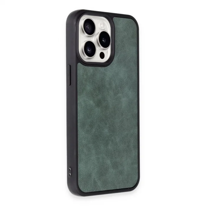 BUĞZ İphone 14 Pro Max Kılıf Aras Deri Kapak - Koyu Yeşil