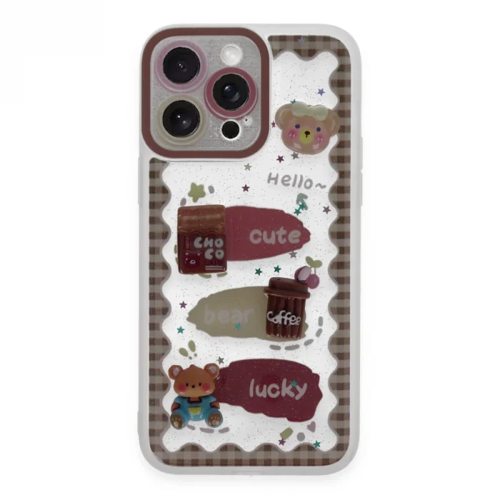 BUĞZ İphone 14 Pro Max Kılıf Sweet Desenli Silikon Kapak - Şeffaf