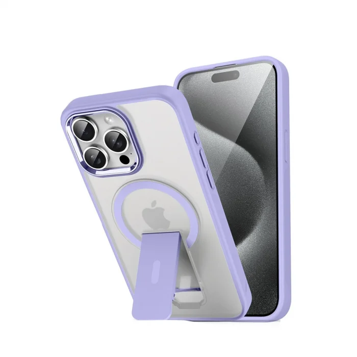 BUĞZ İphone 14 Pro Tork Magsafe Standlı Kapak - Lila