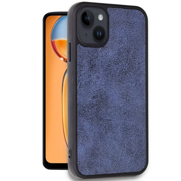BUĞZ İphone 15 Kılıf Aras Deri Kapak - Lacivert
