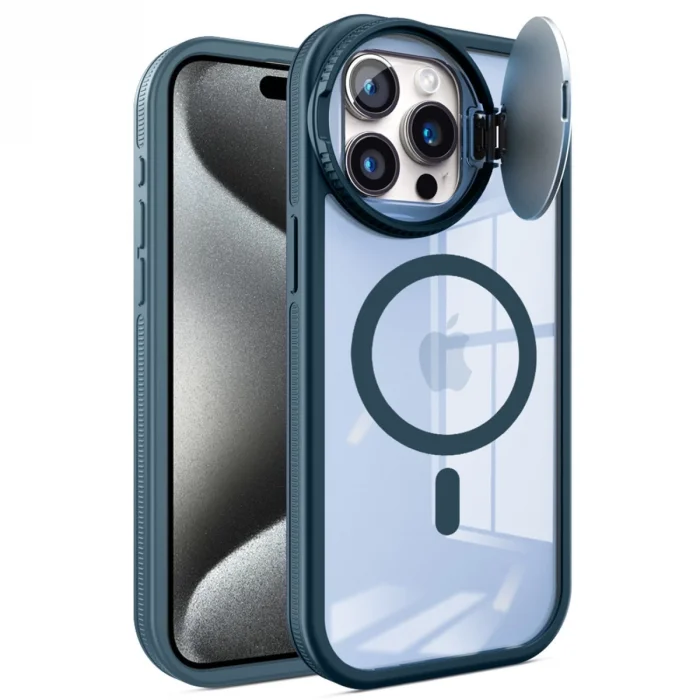 BUĞZ İphone 15 Pro Kılıf Teleskop Lens Magsafe Silikon Kapak - Lacivert