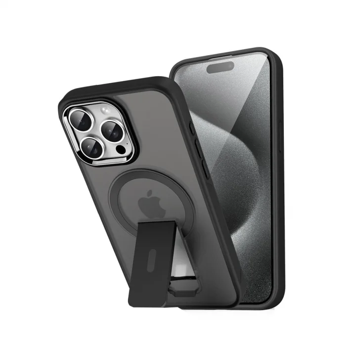 BUĞZ İphone 15 Pro Tork Magsafe Standlı Kapak - Siyah