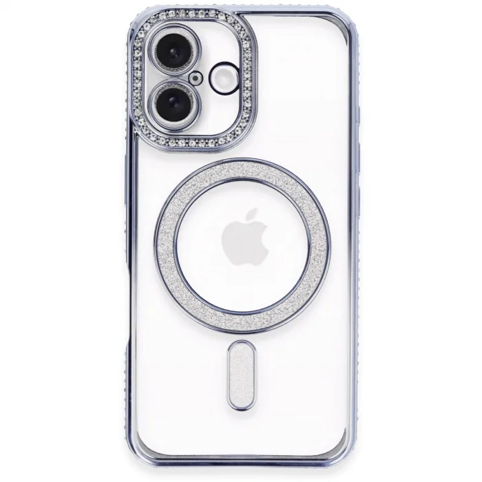 BUĞZ İphone 16 Kılıf Joke Simli Magneticsafe Kılıf - Mavi