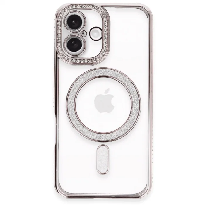 BUĞZ İphone 16 Kılıf Joke Simli Magneticsafe Kılıf - Pembe