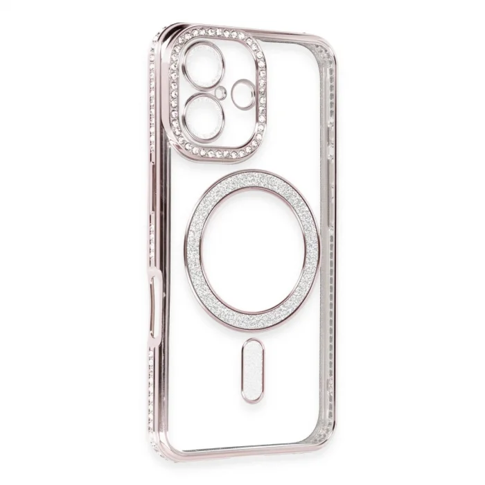 BUĞZ İphone 16 Kılıf Joke Simli Magneticsafe Kılıf - Pembe